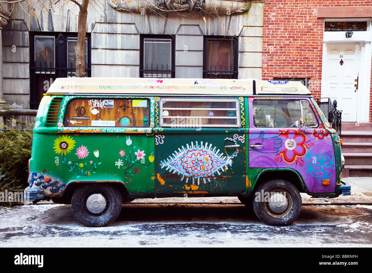 Dipinto di VW camper, New York Foto Stock