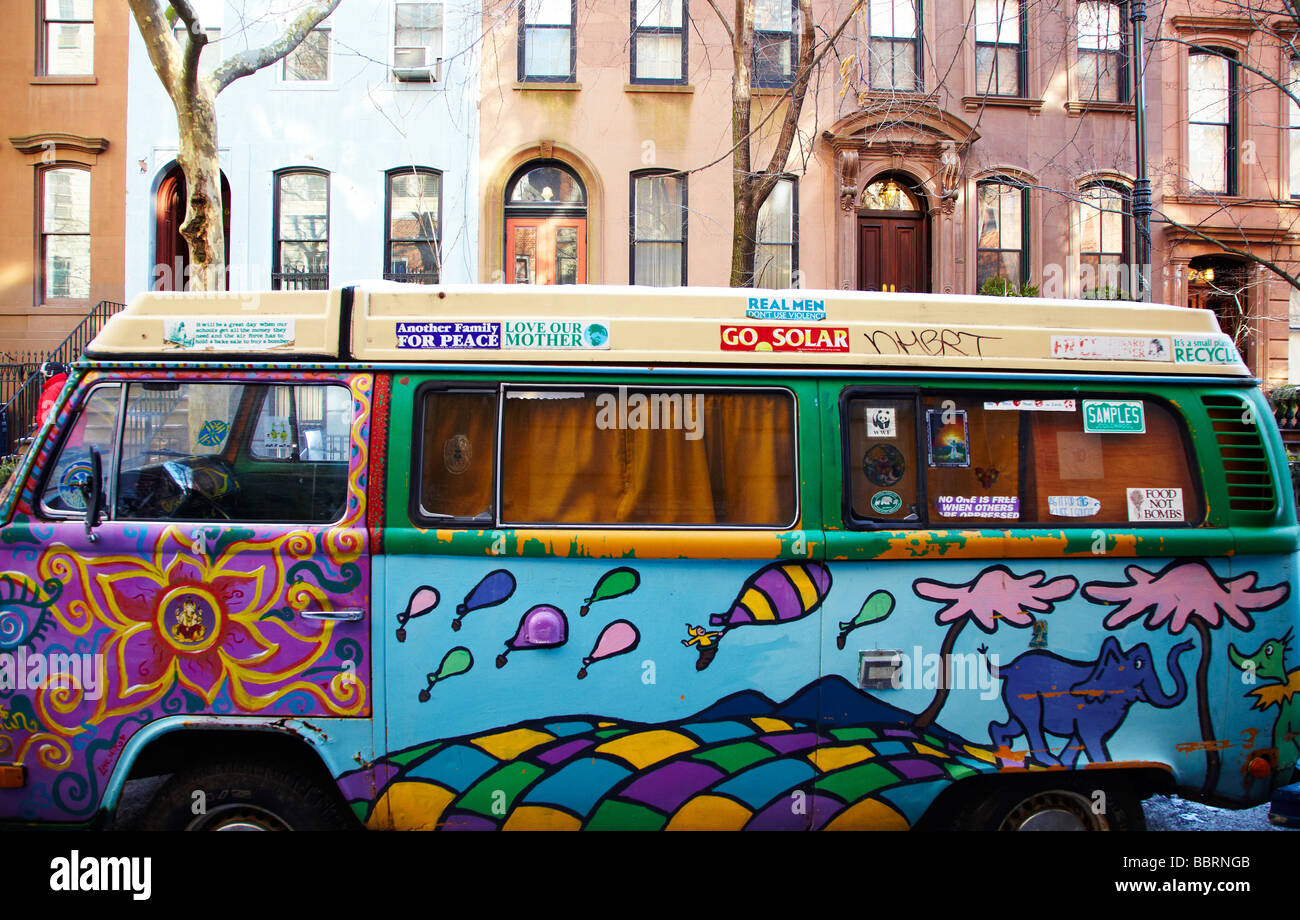 Dipinto di VW camper, New York Foto Stock