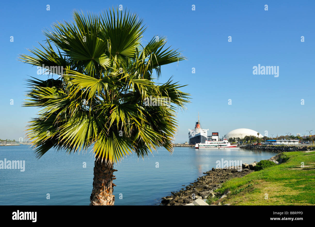 La Regina Maria sul lungomare (permanentemente ormeggiato), Long Beach CA Foto Stock