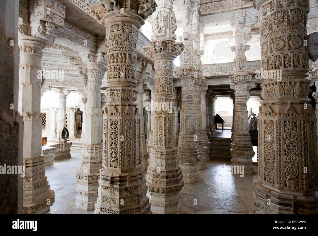 All'interno di un tempio Jain in Jaisalmer Rajasthan in India Foto Stock