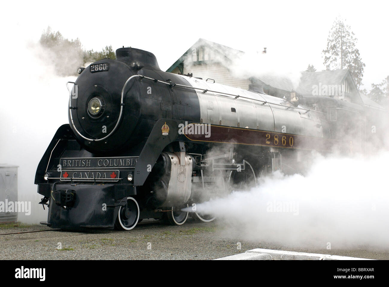 Il Royal Hudson un vapore alimentato locomotiva del treno motore Foto Stock