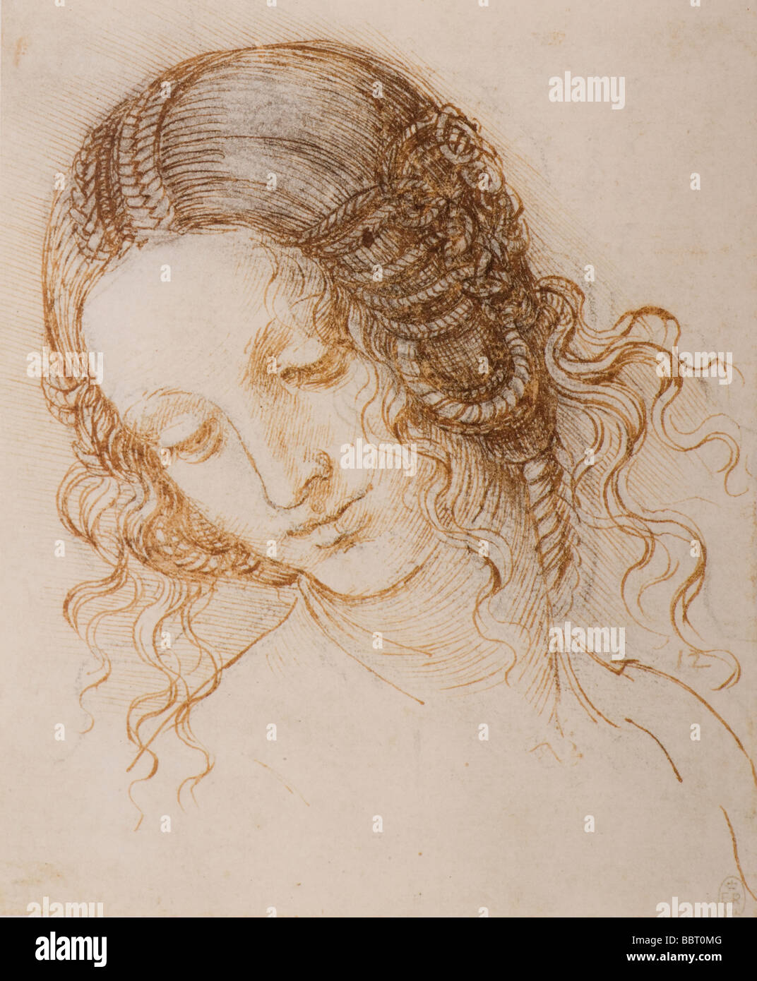 Studi della testa di Leda di Leonardo da Vinci Foto Stock
