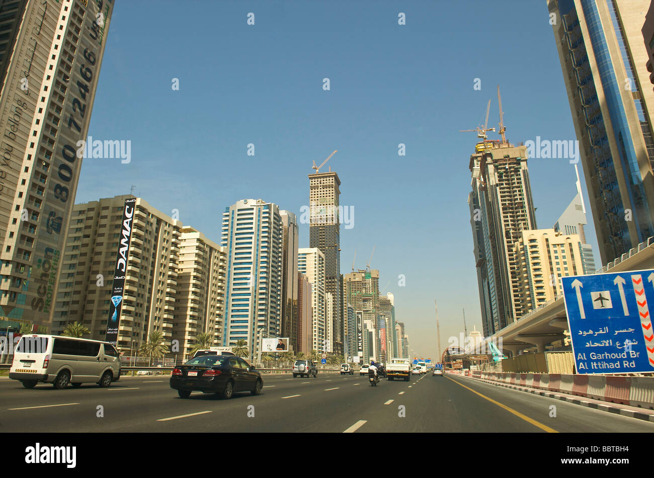 Il Dubai Sheikh Zayed road area Foto Stock