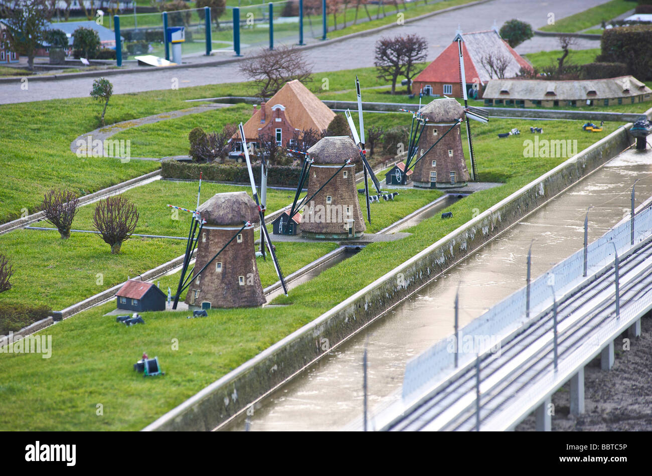 Kinderdijk come replicato in Madurodam Foto Stock