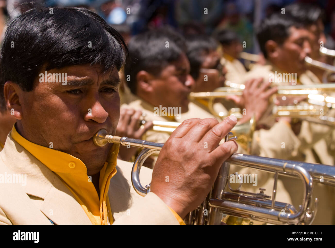 Music Band al carnevale di Oruro, Bolivia Foto Stock