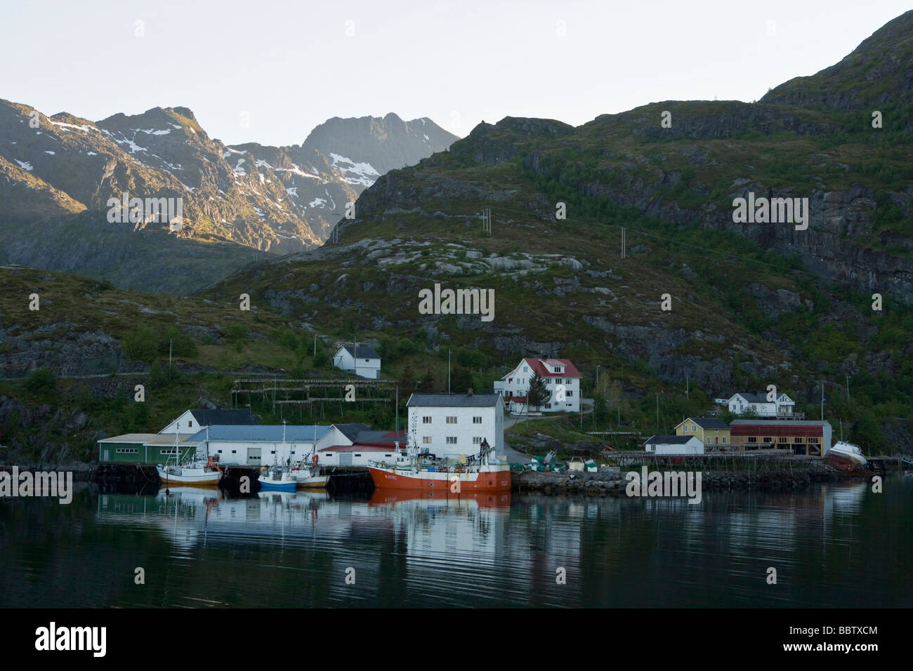 Porto delle isole di Moskenes Lofoten in Norvegia Giugno 2008 Foto Stock
