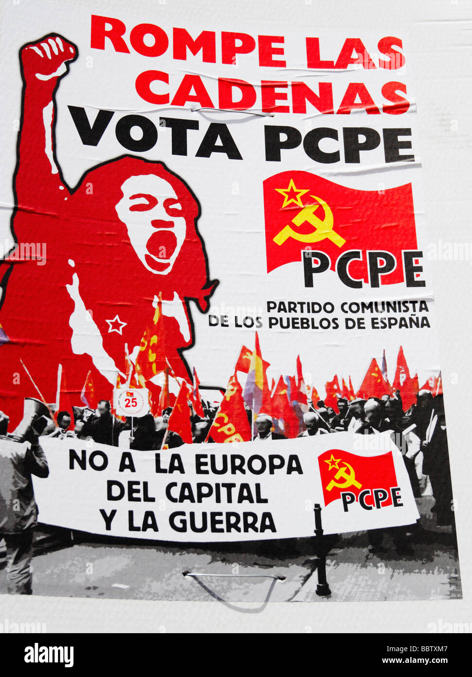 Il partito comunista poster in Spagna durante le elezioni Foto Stock