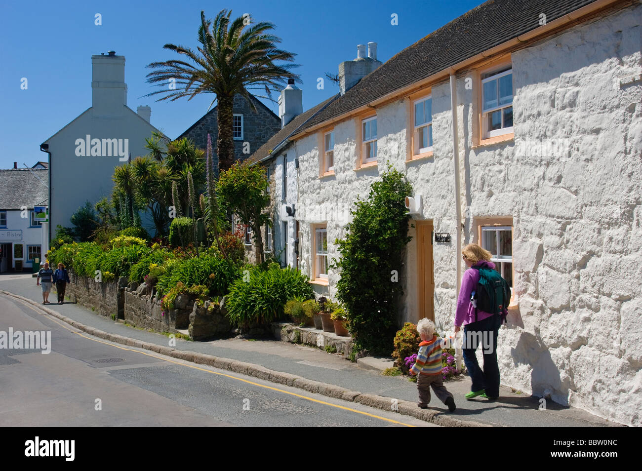 Hugh Town su St Marys isola su isole Scilly Cornwall Inghilterra REGNO UNITO Foto Stock