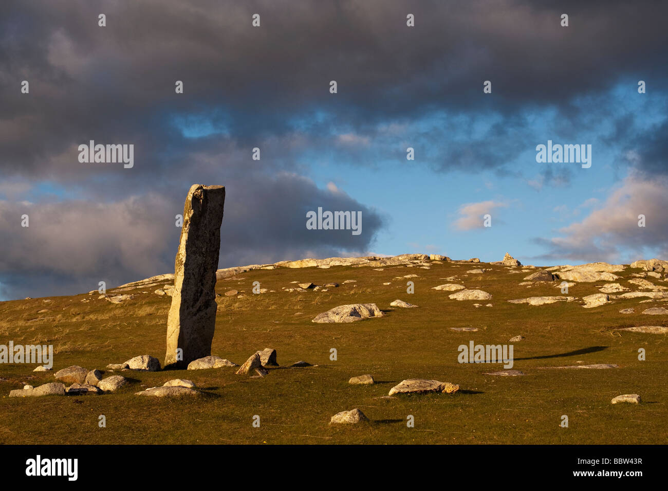 Mcleods pietra permanente, Isle of Harris, Ebridi Esterne, Scozia Foto Stock