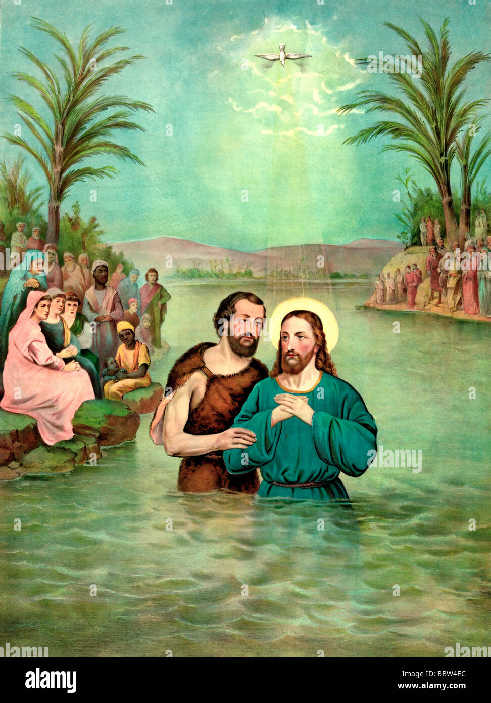 Il Battesimo di Gesù da Giovanni Battista Foto Stock