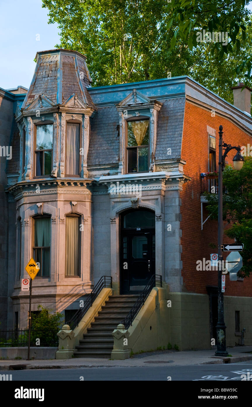 Tipica casa vittoriana nel ghetto Mcgill Montreal Foto Stock