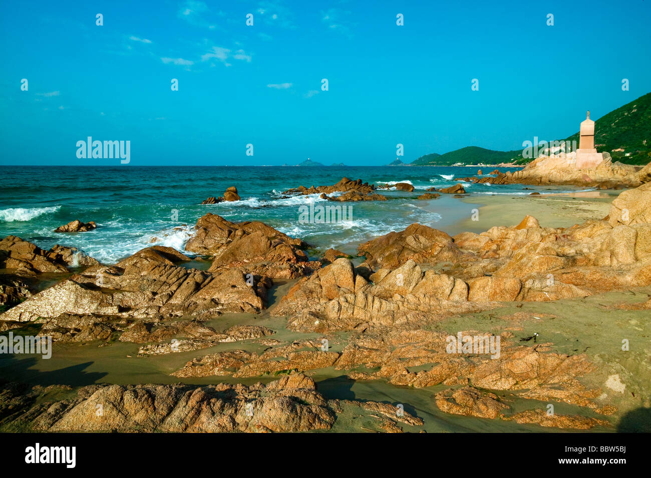 Spiaggia di scudo Corsica Francia Foto Stock