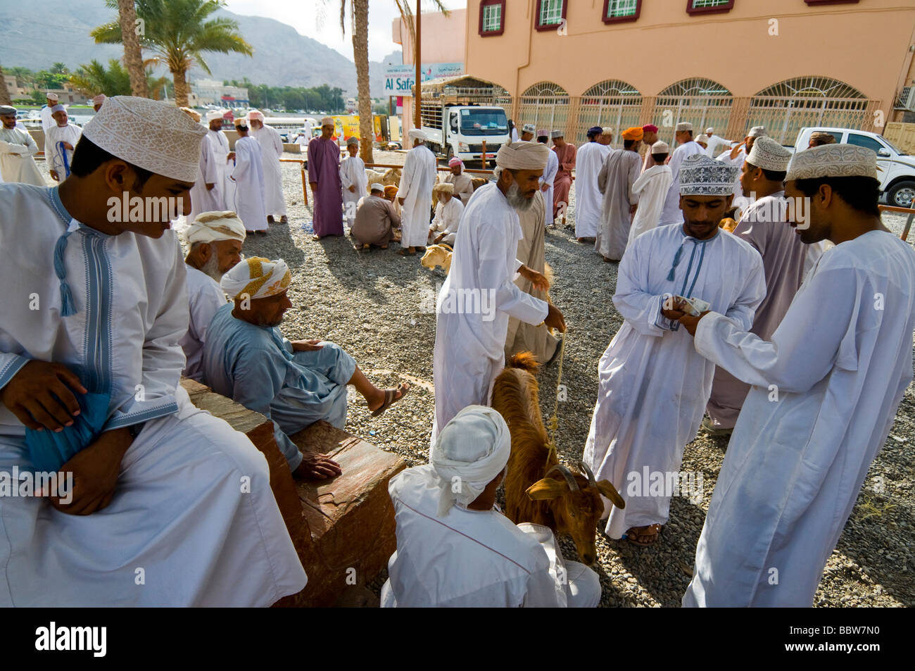 Mercato di capra Nizwa Oman Foto Stock