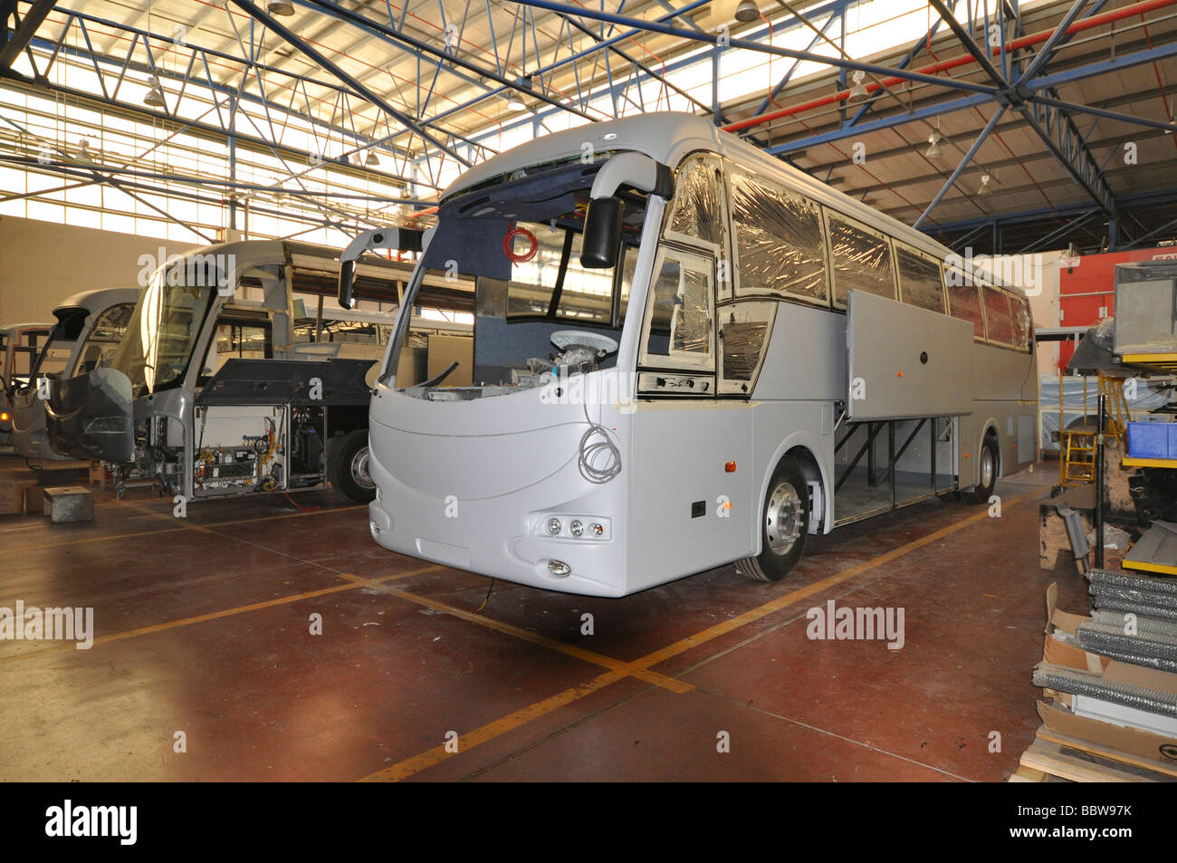 Israele la linea di montaggio a Merkavim Ltd un moderno top della linea di produttore di autobus Foto Stock
