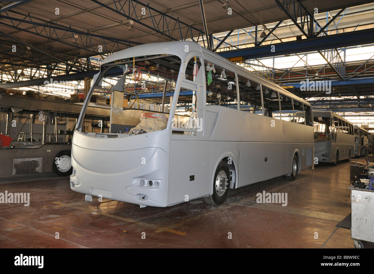 Israele la linea di montaggio a Merkavim Ltd un moderno top della linea di produttore di autobus Foto Stock