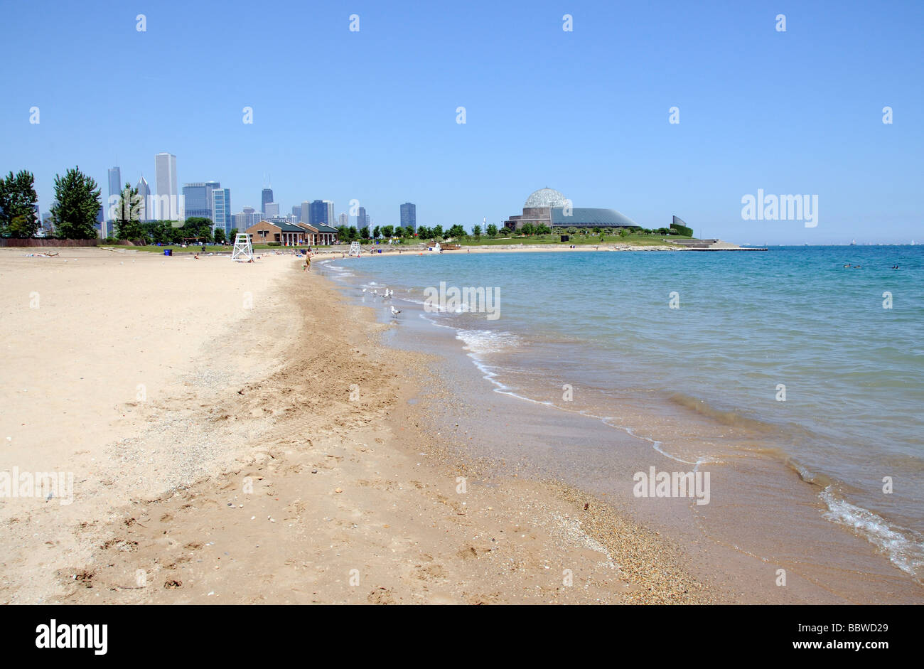 Spiaggia di sabbia sul isola Nord Lago Michigan Chicago STATI UNITI D'AMERICA Foto Stock
