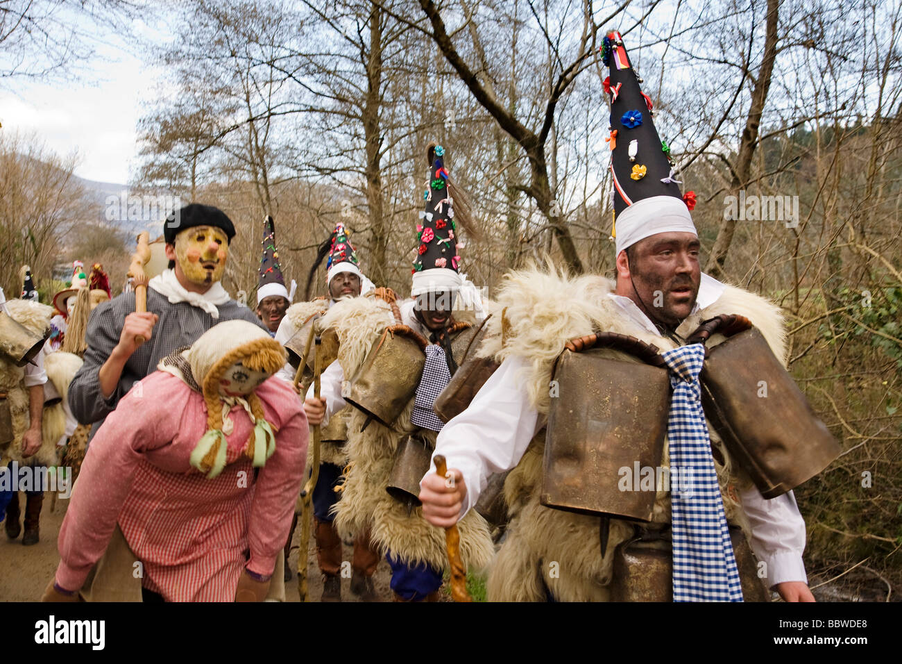Carnaval de la Vijanera en Silió Molledo Cantabria España il carnevale di La Vijanera in Silio Molledo Cantabria Spagna Foto Stock