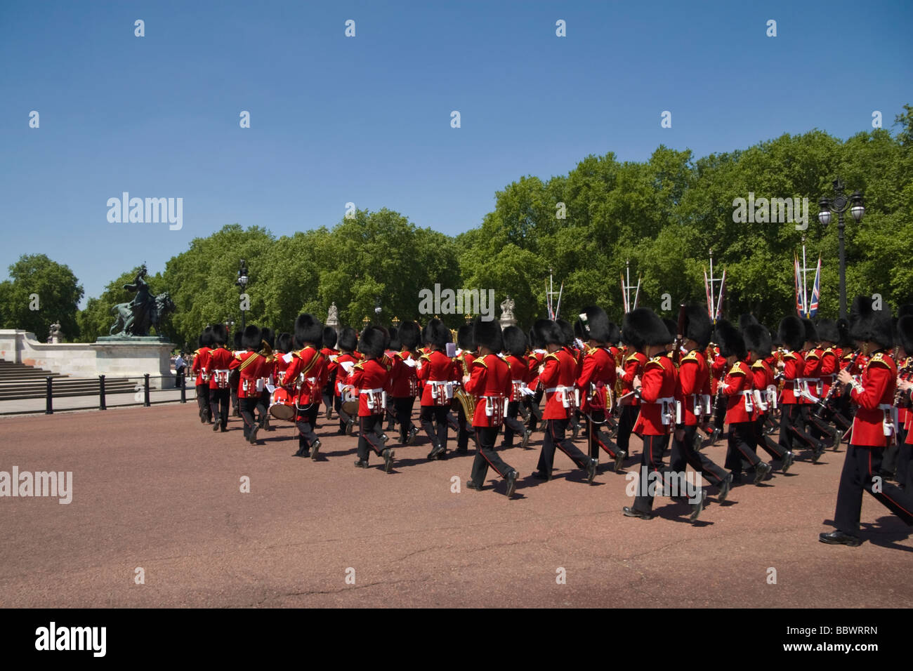 Royal guardie in Trooping il colore London REGNO UNITO Foto Stock