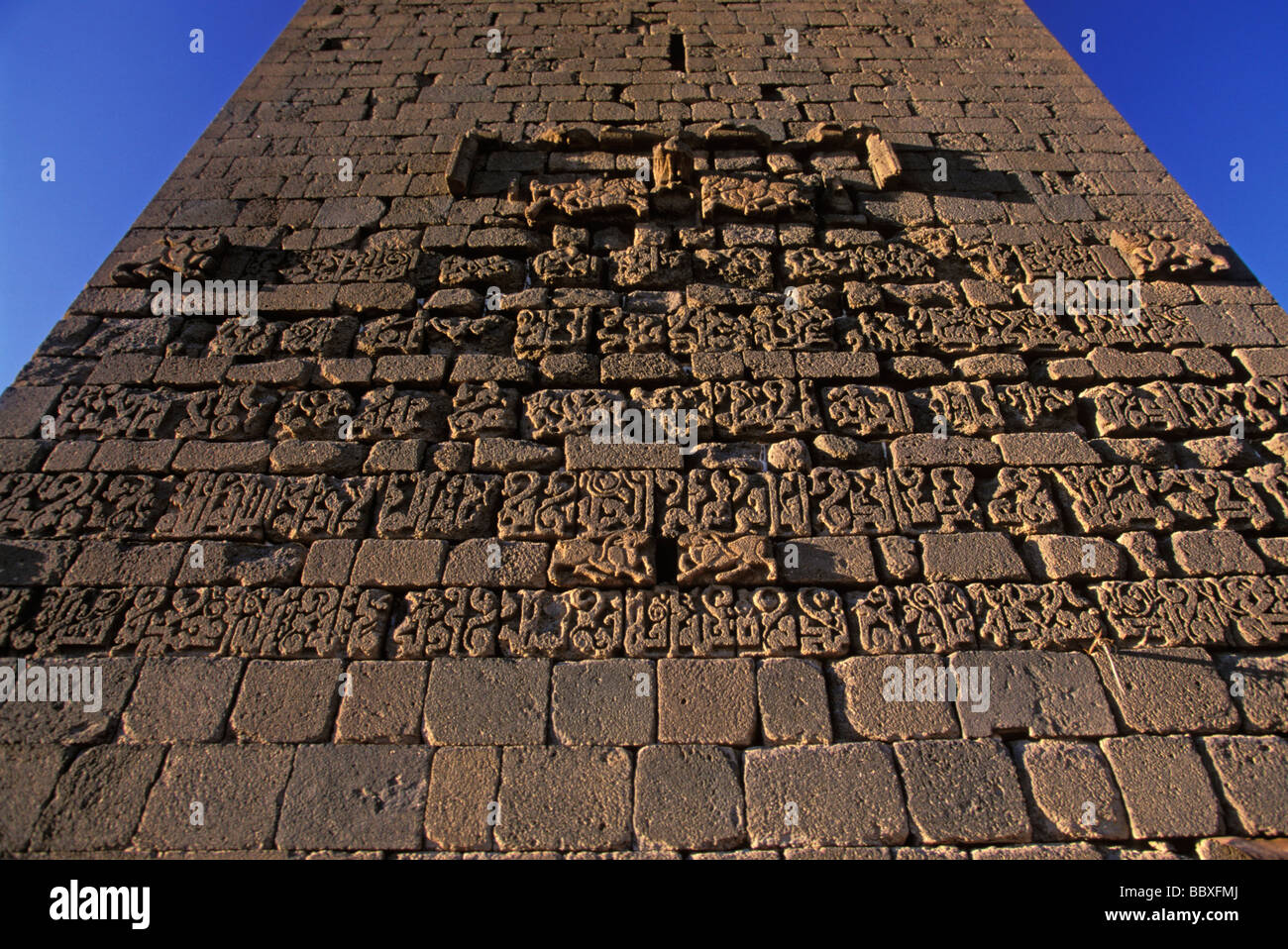 Rilievi dai Selgiuchidi sulla torre della fortezza di Diyarbakir Turchia Foto Stock