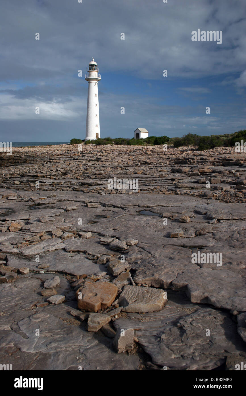 Gli umili Point Lighthouse spicca su un punto sporgente nella parte settentrionale del Golfo di Spencer Foto Stock