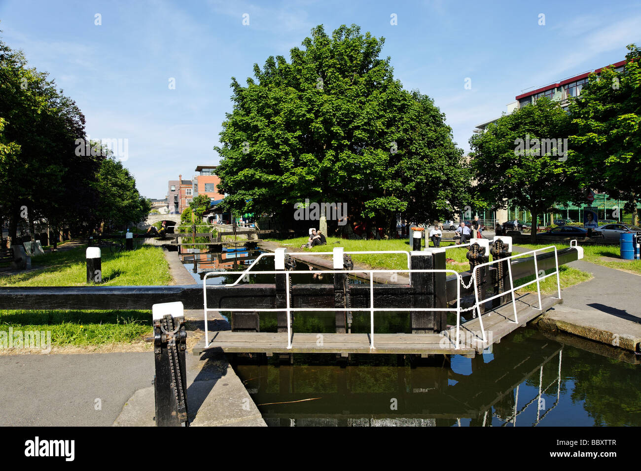 Bloccare il portellone del Canal Grande a Dublino Repubblica di Irlanda Foto Stock