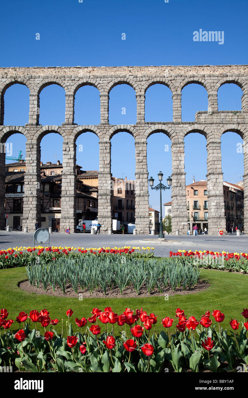 Acquedotto di Segovia, acquedotto romano di Segovia, Spagna Foto Stock