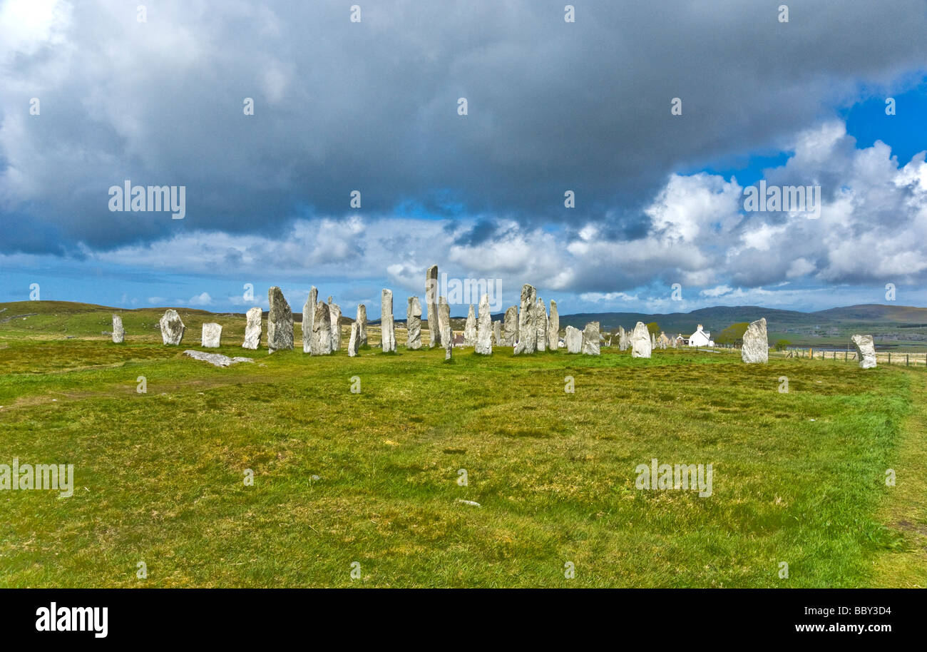 Callanish pietre permanente dell'isola di Lewis nelle Ebridi Esterne della Scozia Foto Stock