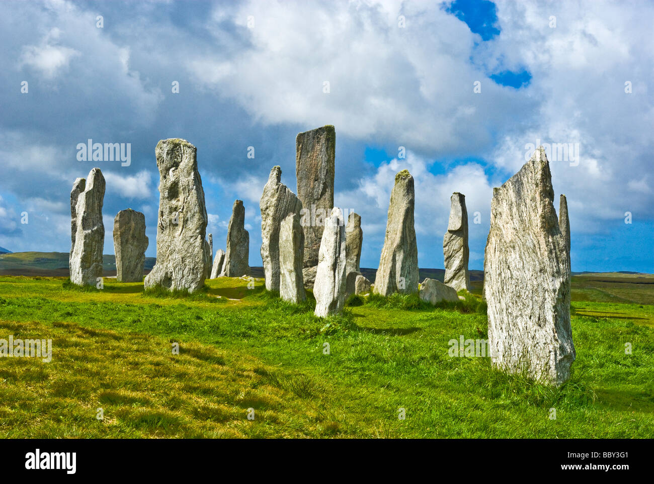 Callanish pietre permanente dell'isola di Lewis nelle Ebridi Esterne della Scozia Foto Stock