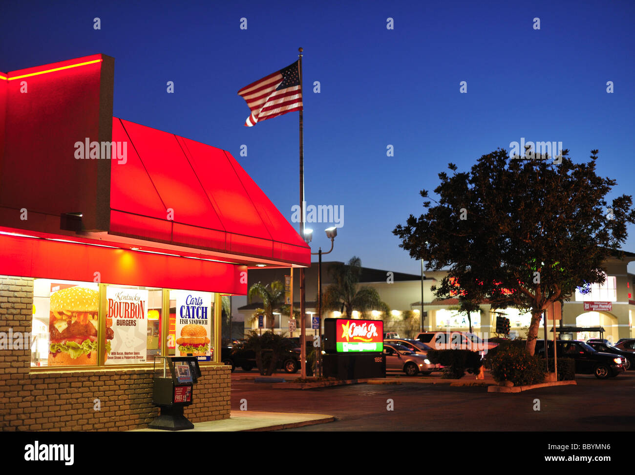Carl´s Jr Burger al crepuscolo Foto Stock