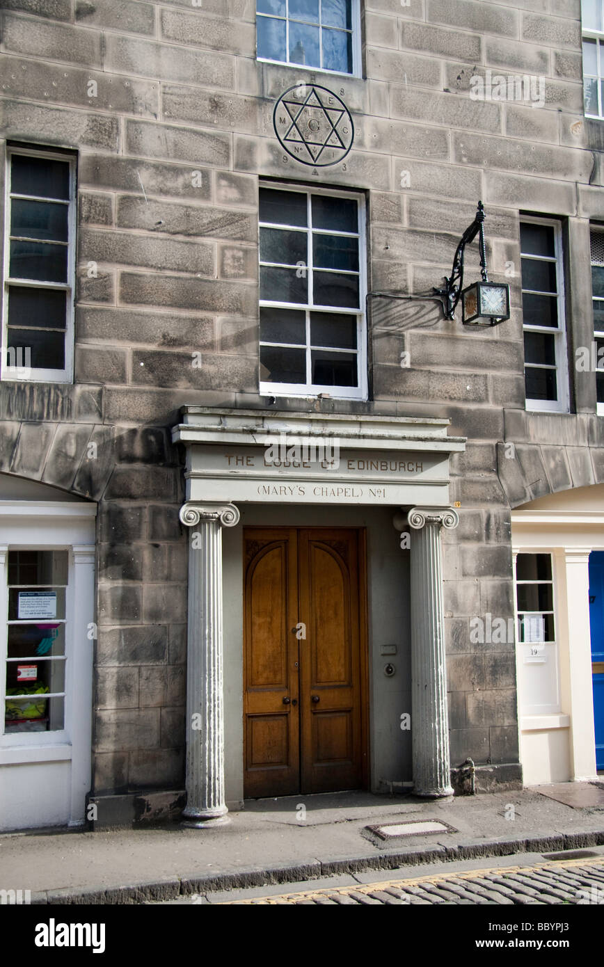 Una vista del Lodge di Edimburgo (Maria) Cappella n. 1 su Hill Street di Edimburgo Foto Stock