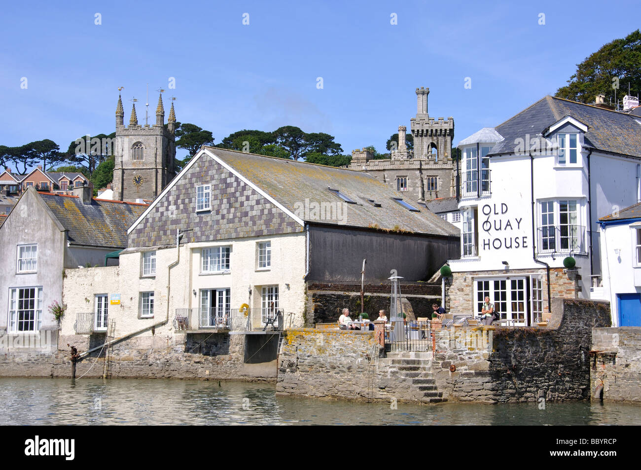 La vista del porto, Fowey, Cornwall, England, Regno Unito Foto Stock