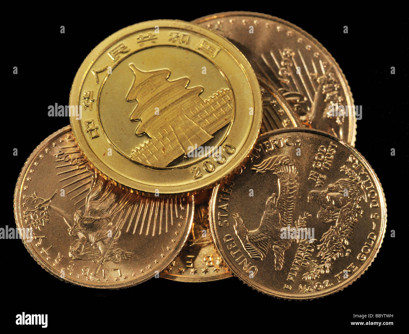 Monete d'oro Foto Stock