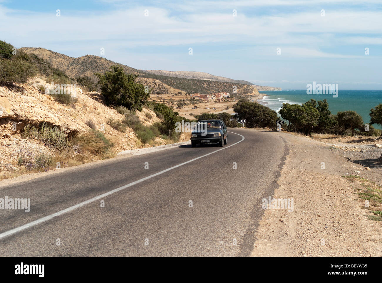 Strada costiera vicino a Agadir, Marocco, Africa Foto Stock