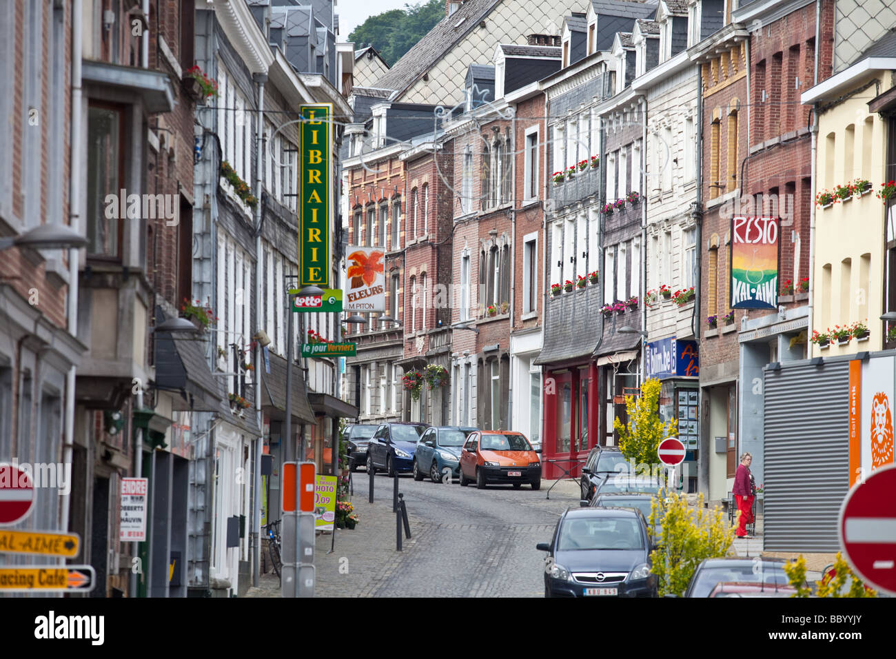 Strada di un architettura di Stavelot, Belgio Foto Stock