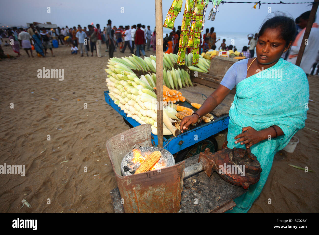 India, nello Stato del Tamil Nadu, Chennai, Madras, la baia del Bengala Mare, Marina Beach Foto Stock