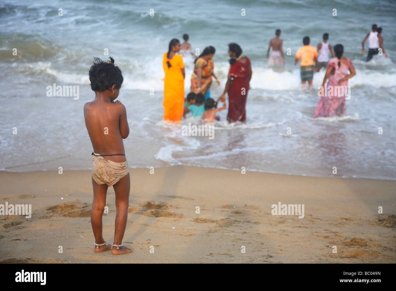 India, nello Stato del Tamil Nadu, Chennai, Madras, la baia del Bengala mare, Elliot Elliot's Beach Foto Stock
