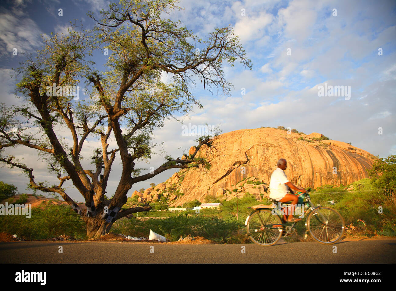 India, nello Stato del Tamil Nadu, Togamalai, lungo la strada, monolito Foto Stock