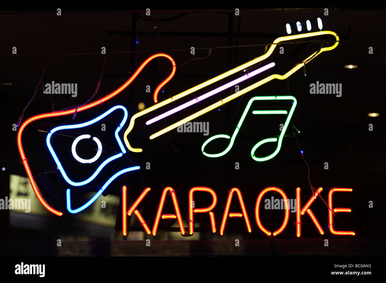 Karaoke insegne al neon Foto Stock