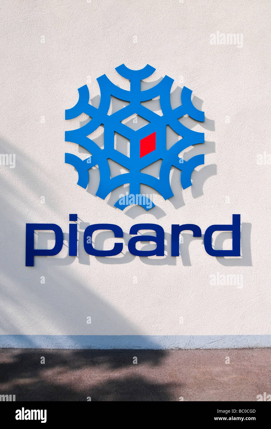 "Picard Surgelés' surgelati deposito a nome e logo segno - Vienne, in Francia. Foto Stock