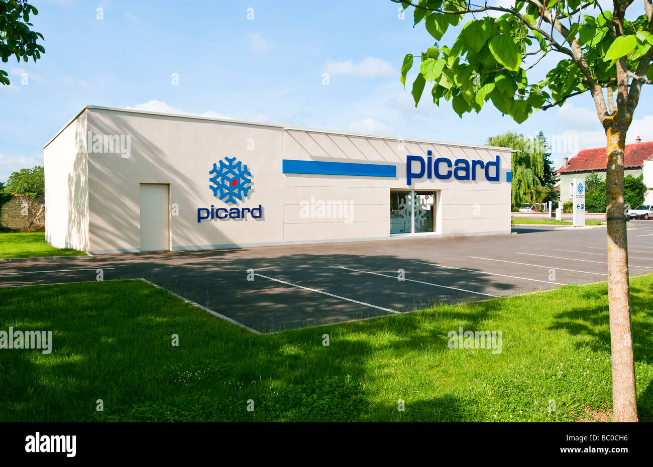 "Picard Surgelés' surgelati depot e il logo - Vienne, in Francia. Foto Stock