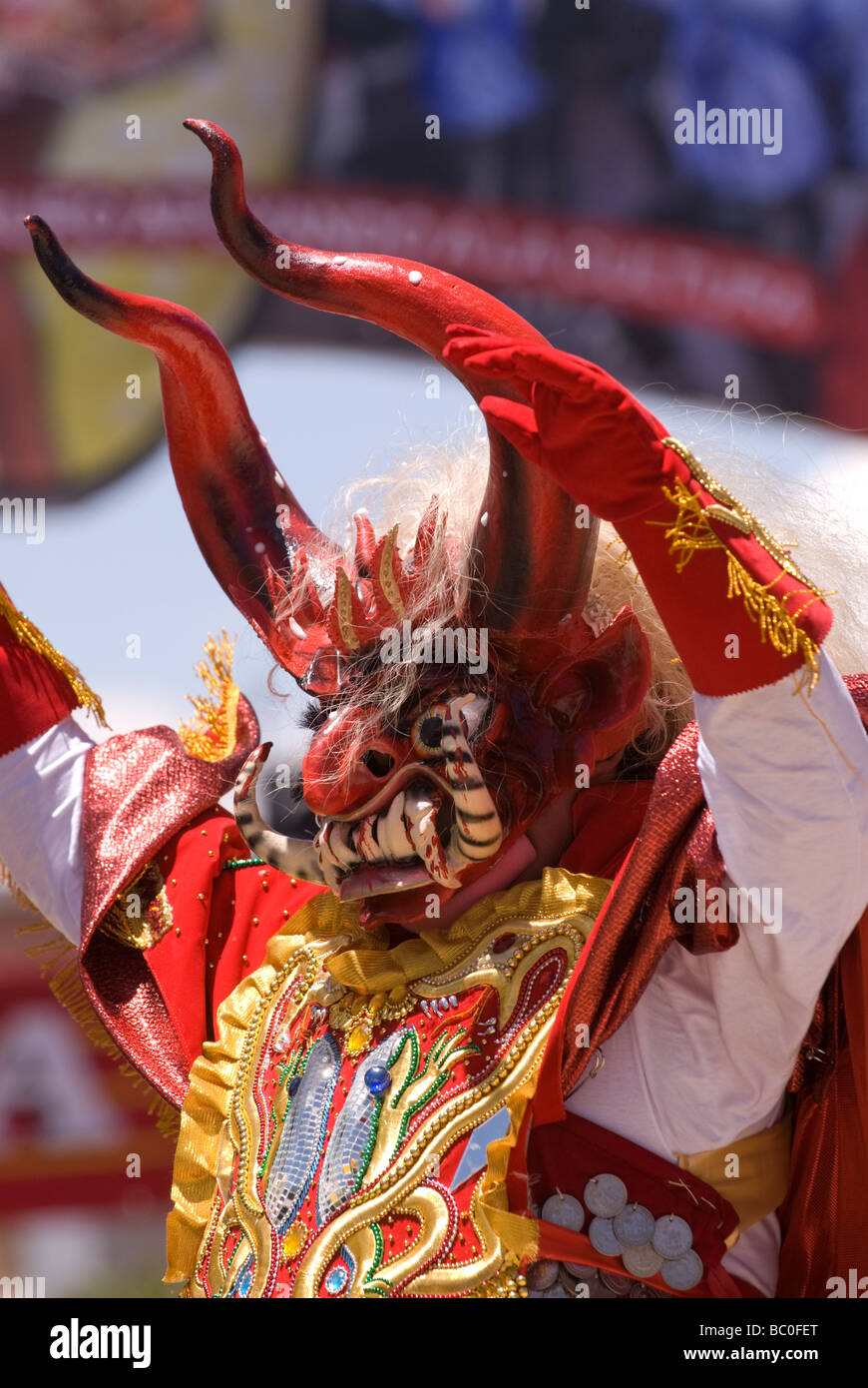 Devil's Dancer nel carnevale di Oruro, Bolivia Foto Stock