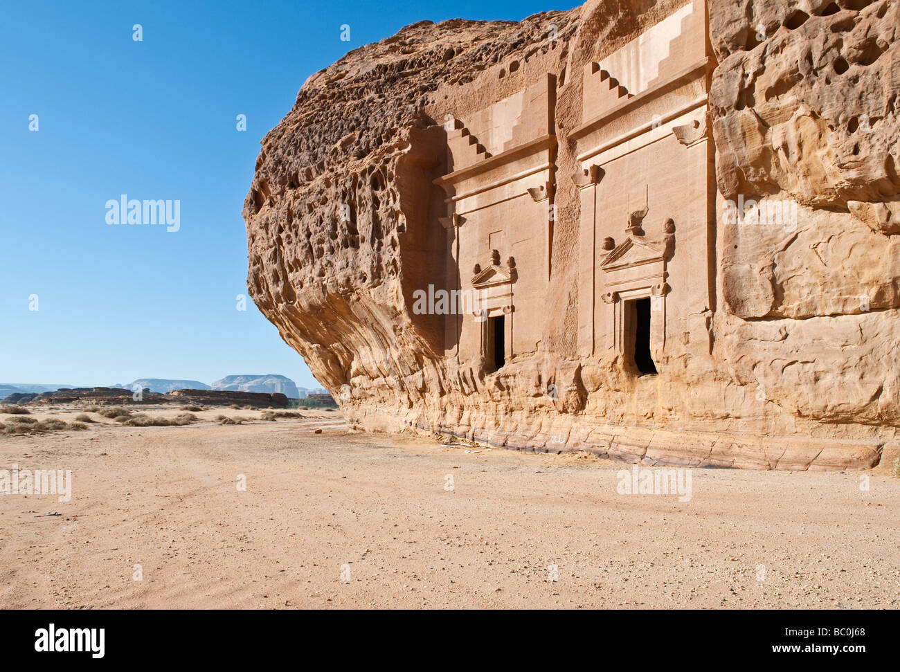 Madain Saleh il sito archeologico con il Nabatean tomba del I secolo Foto Stock