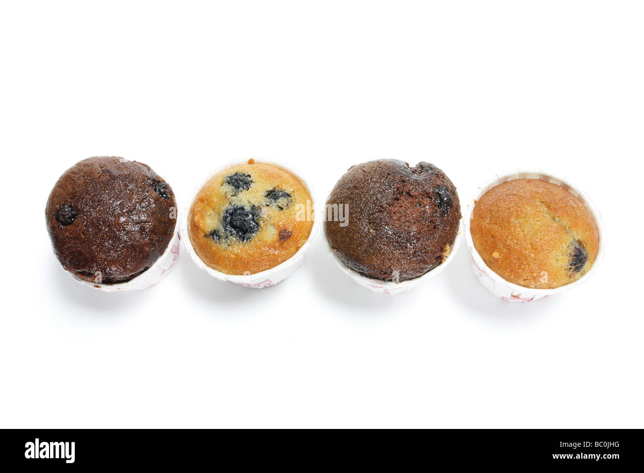 Fila di Mini muffin Foto Stock