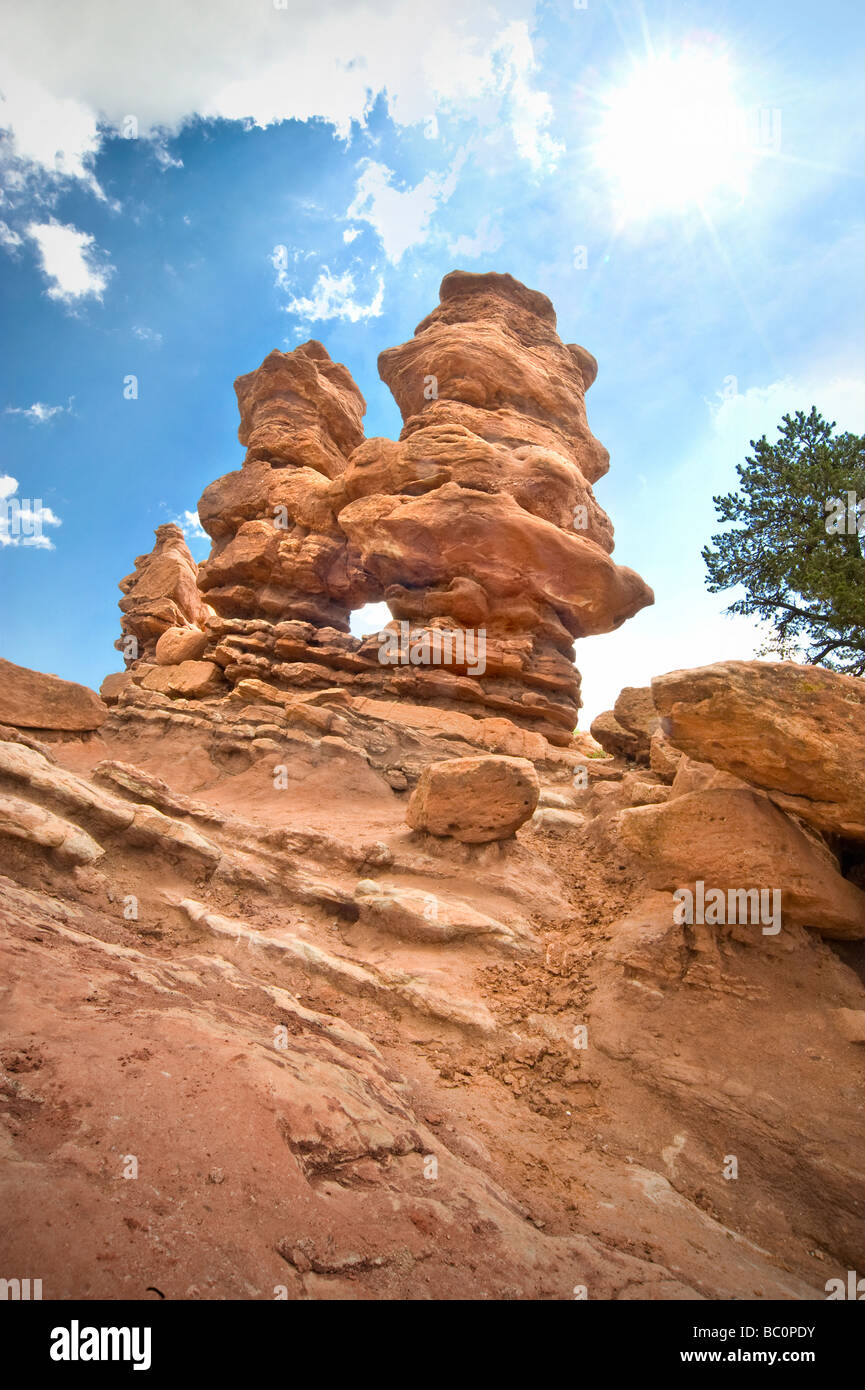 Le formazioni rocciose, Giardino degli dèi, Colorado Springs, Colorado, STATI UNITI D'AMERICA Foto Stock