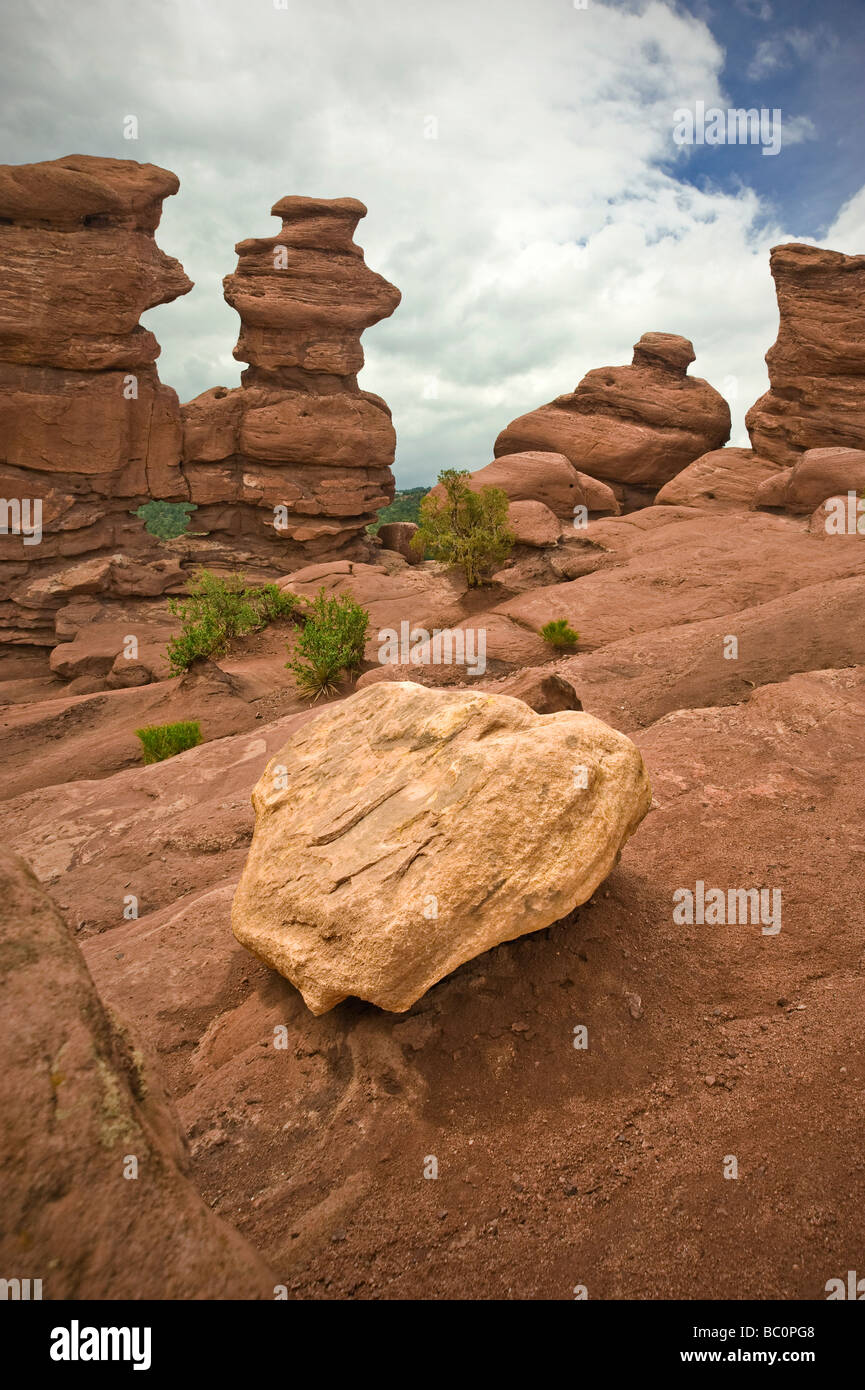 Le formazioni rocciose, Giardino degli dèi, Colorado Springs, Colorado, STATI UNITI D'AMERICA Foto Stock