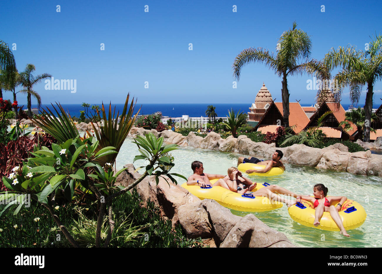 'Mia fiume Thai' in Siam Park, l'acqua unito, vicino a Playa de Las Americas, Costa Adeje, Tenerife, Isole Canarie, Spagna Foto Stock