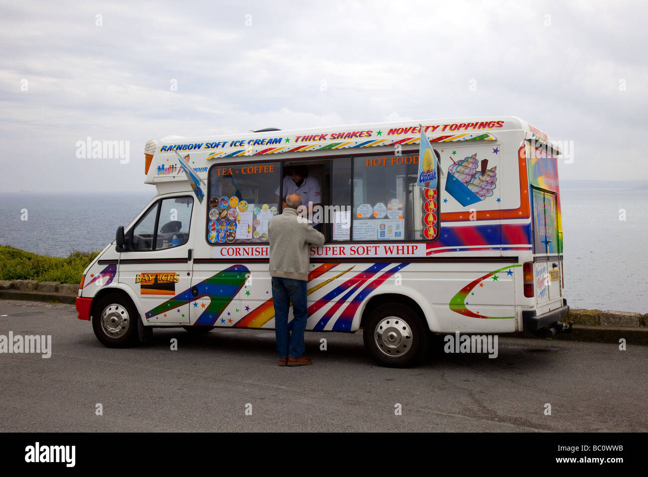 Ice Cream van su Beach Road, Falmouth, Cornwall Foto Stock