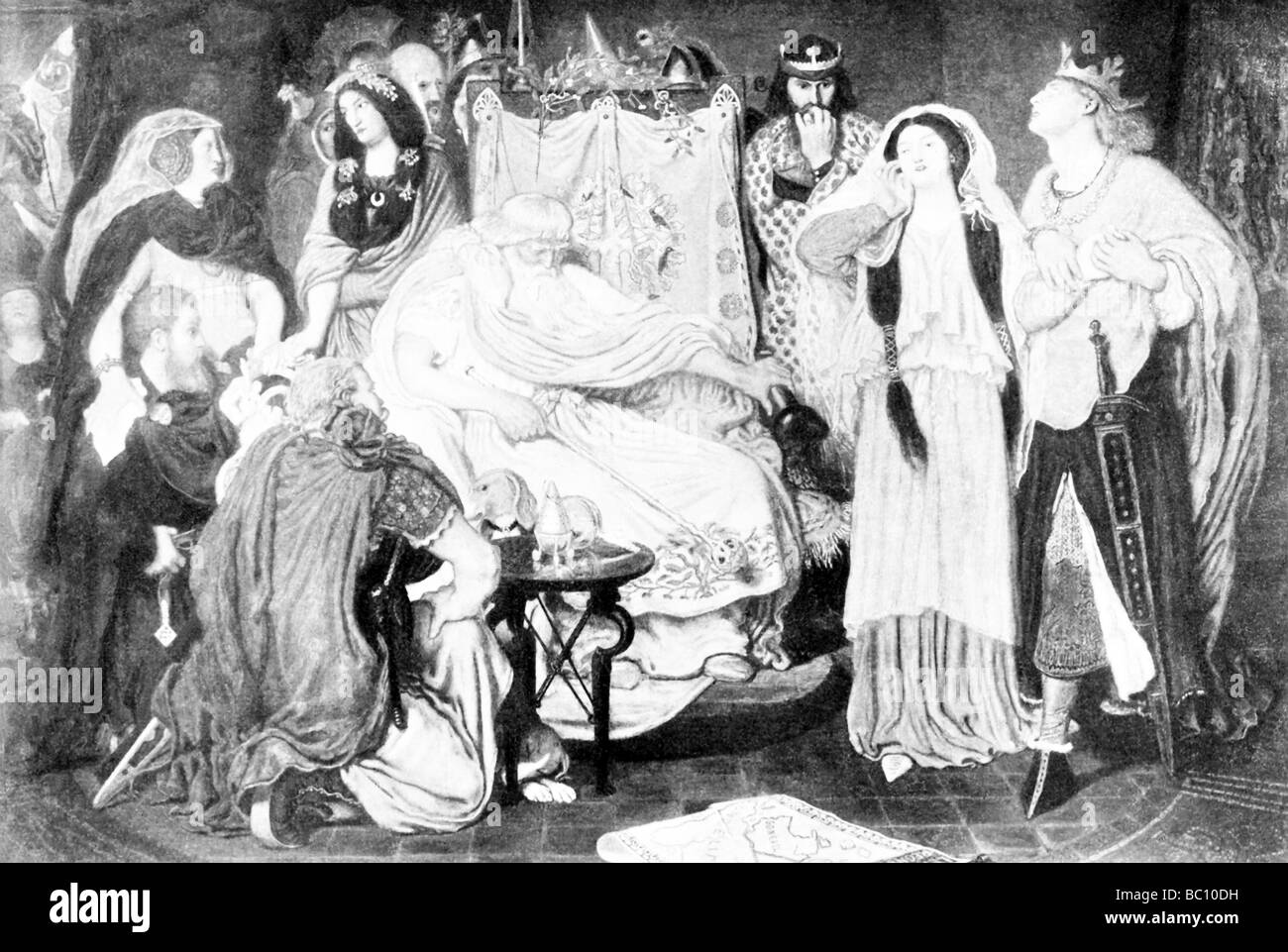 Il Re Lear e le sue figlie con il re di Francia per chiedere Cordelia la mano nel matrimonio Foto Stock