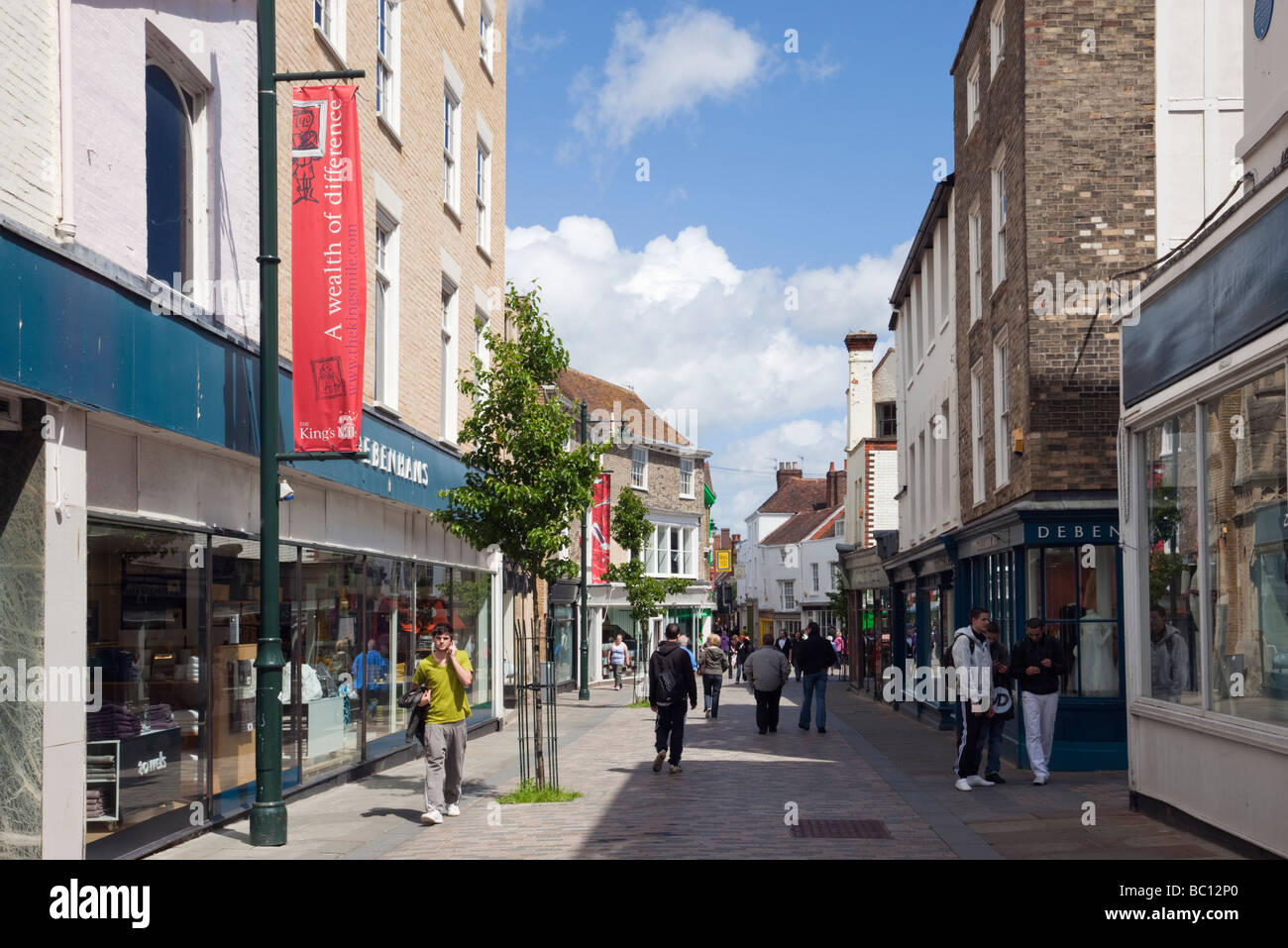 Area pedonale per shopping nel centro della citta'. Canterbury Kent England Regno Unito Gran Bretagna Foto Stock