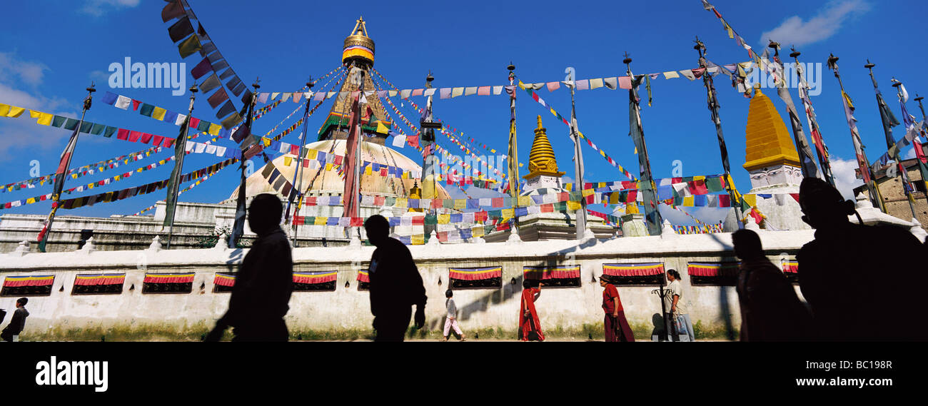 Il Nepal, zona di Bagmati, Valle di Kathmandu sono classificati come patrimonio mondiale dall' UNESCO, stupa di Bodnath Foto Stock
